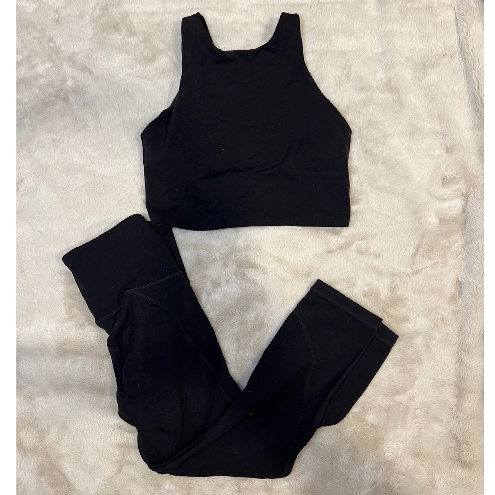 Athleta Women Activewear bundle High Neck Crop Top Leggings Black XS